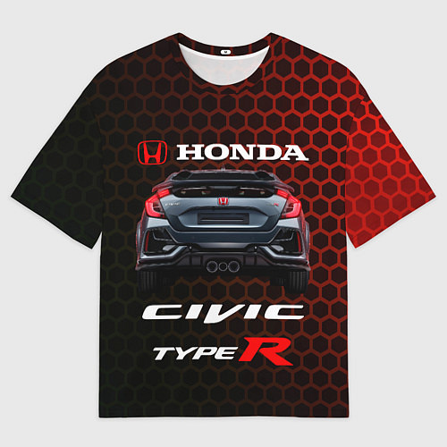 Мужская футболка оверсайз Honda Civic Type R / 3D-принт – фото 1
