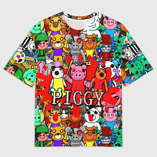 Мужская футболка оверсайз ROBLOX PIGGY / 3D-принт – фото 1