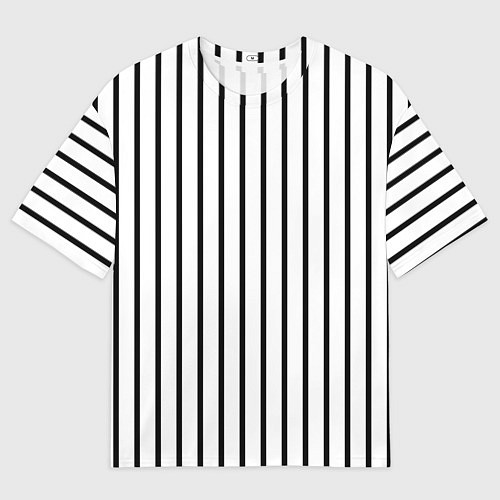 Мужская футболка оверсайз Чёрные и белые полосы / 3D-принт – фото 1