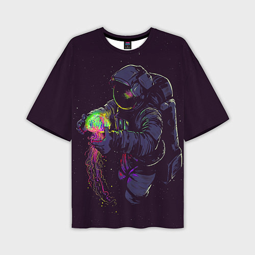 Мужская футболка оверсайз Медуза и космонавт / 3D-принт – фото 1
