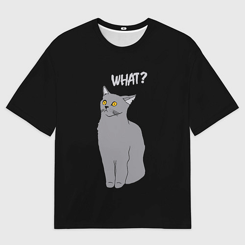 Мужская футболка оверсайз What cat / 3D-принт – фото 1