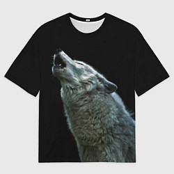 Мужская футболка оверсайз Воющий волк