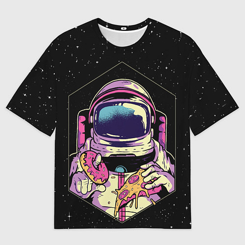 Мужская футболка оверсайз Пицца, пончик и космос / 3D-принт – фото 1