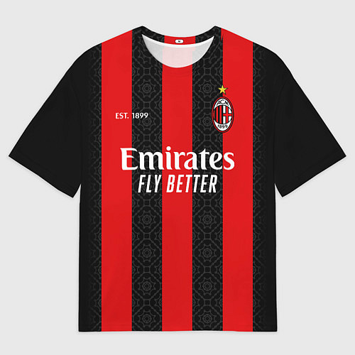 Мужская футболка оверсайз AC MILAN 2021 - ДОМАШНЯЯ / 3D-принт – фото 1