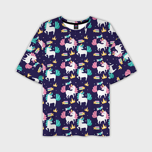Мужская футболка оверсайз Unicorn pattern / 3D-принт – фото 1