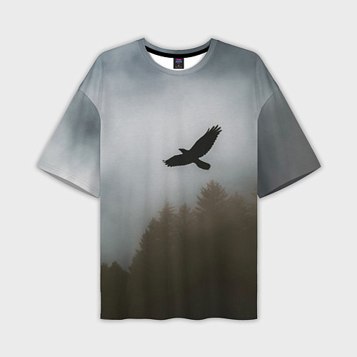 Мужская футболка оверсайз Орёл над лесом / 3D-принт – фото 1