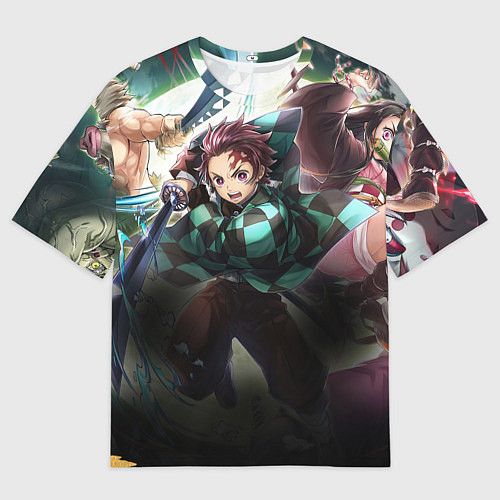 Мужская футболка оверсайз КЛИНОК РАССЕКАЮЩИЙ ДЕМОНОВ / 3D-принт – фото 1