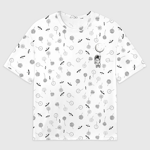 Мужская футболка оверсайз Астронавт и одуванчики / 3D-принт – фото 1