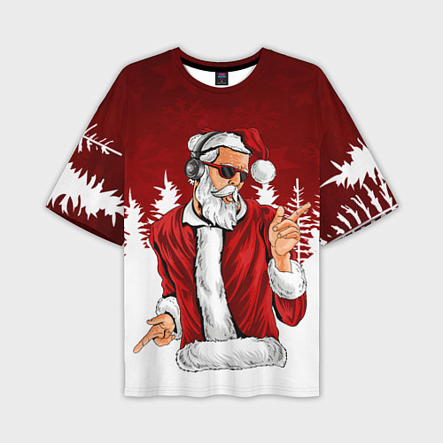 Мужская футболка оверсайз Music Santa / 3D-принт – фото 1