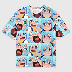 Мужская футболка оверсайз Аква Коносуба Aqua Konosuba