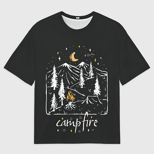 Мужская футболка оверсайз Костер / 3D-принт – фото 1