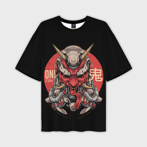 Мужская футболка оверсайз Cyber Oni Samurai / 3D-принт – фото 1