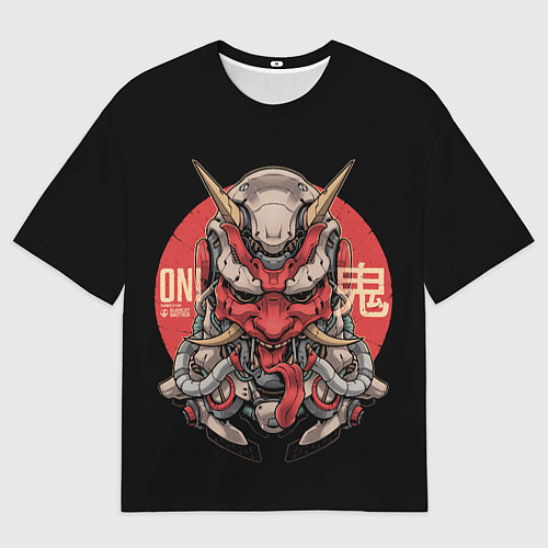 Мужская футболка оверсайз Cyber Oni Samurai / 3D-принт – фото 1