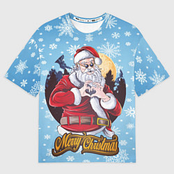Футболка оверсайз мужская Santa Love, цвет: 3D-принт