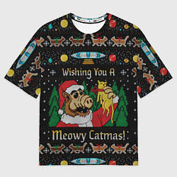 Футболка оверсайз мужская Wishing you a meowy catmas, цвет: 3D-принт