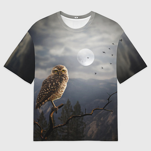 Мужская футболка оверсайз Сова / 3D-принт – фото 1