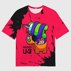 Мужская футболка оверсайз AMONG US - ORANGE & GREEN