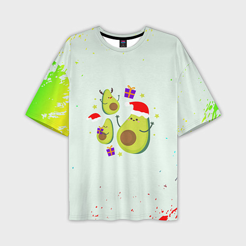 Мужская футболка оверсайз Новогодние Авокадо / 3D-принт – фото 1