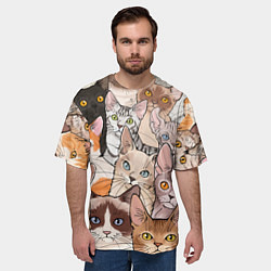 Футболка оверсайз мужская Котики, цвет: 3D-принт — фото 2