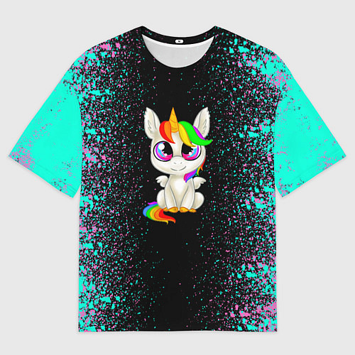 Мужская футболка оверсайз Единорог / 3D-принт – фото 1