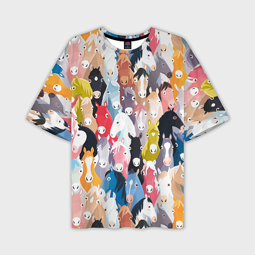 Мужская футболка оверсайз Цветные лошади / 3D-принт – фото 1