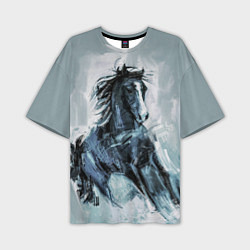 Мужская футболка оверсайз Нарисованный конь