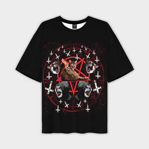 Мужская футболка оверсайз Satanic Cat / 3D-принт – фото 1