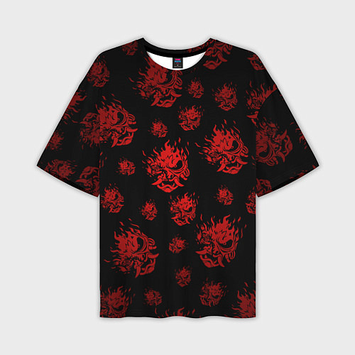 Мужская футболка оверсайз Samurai pattern - красный / 3D-принт – фото 1