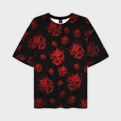 Мужская футболка оверсайз Samurai pattern - красный