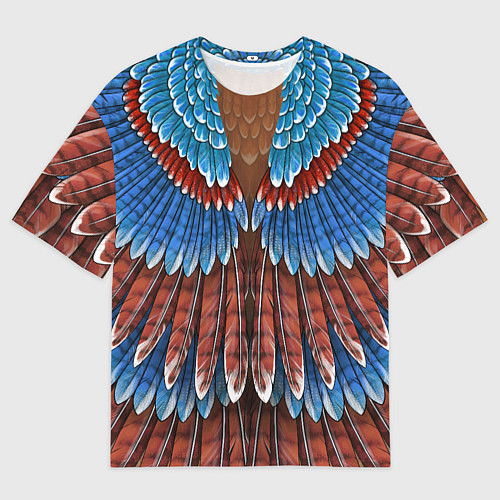 Мужская футболка оверсайз Оперение: сойка / 3D-принт – фото 1