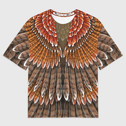 Футболка оверсайз мужская Оперение: орел, цвет: 3D-принт