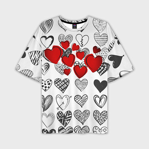 Мужская футболка оверсайз Сердца / 3D-принт – фото 1