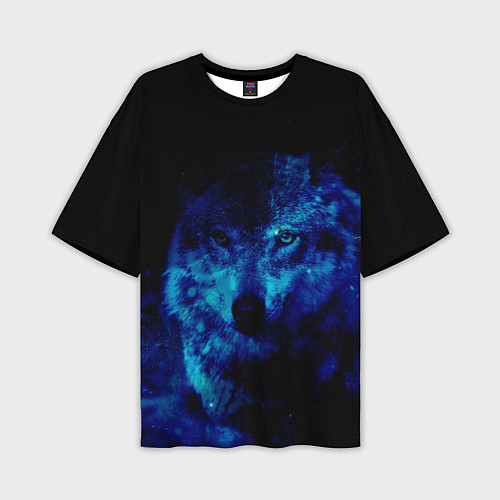 Мужская футболка оверсайз Волк Вселенная / 3D-принт – фото 1