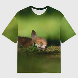 Мужская футболка оверсайз Сонный лисенок