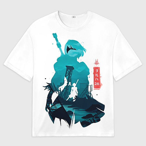 Мужская футболка оверсайз NIER AUTOMATA 2B / 3D-принт – фото 1