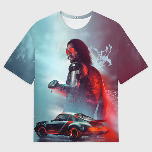Мужская футболка оверсайз Cyberpunk 2077 Джонни и Порш / 3D-принт – фото 1