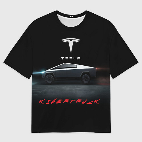 Мужская футболка оверсайз TESLA kibertruck / 3D-принт – фото 1