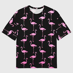 Футболка оверсайз мужская Фламинго Чёрная, цвет: 3D-принт