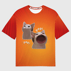 Футболка оверсайз мужская Cat Pop Мем, цвет: 3D-принт