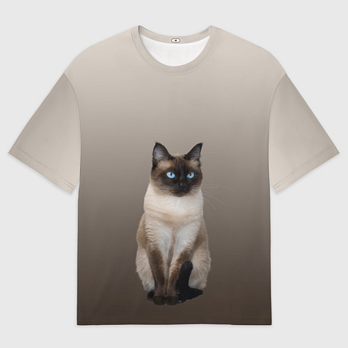 Мужская футболка оверсайз Сиамский кот голубые глаза / 3D-принт – фото 1