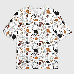 Мужская футболка оверсайз Коты Паттерн