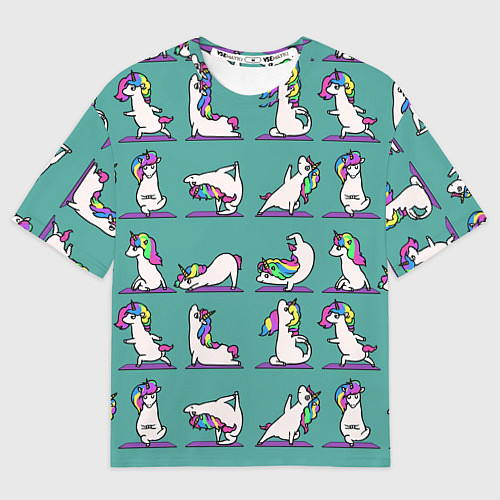 Мужская футболка оверсайз Единороги Зарядка / 3D-принт – фото 1