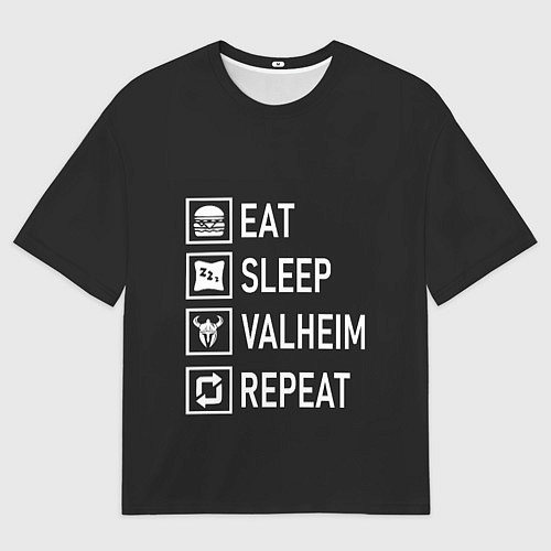 Мужская футболка оверсайз EatSleepValheimRepeat / 3D-принт – фото 1