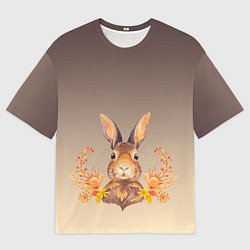 Футболка оверсайз мужская Заяц в цветочках, цвет: 3D-принт