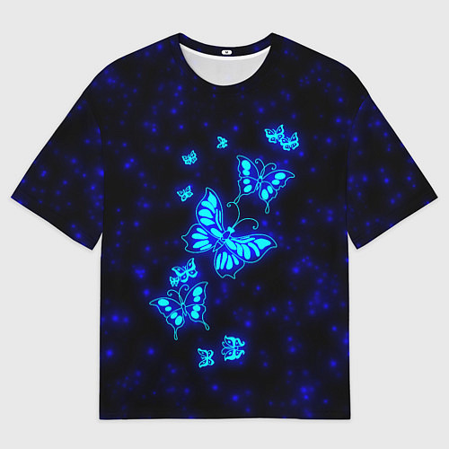 Мужская футболка оверсайз Неоновые бабочки / 3D-принт – фото 1