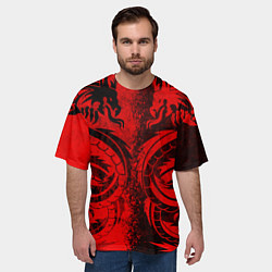 Футболка оверсайз мужская BLACK RED DRAGONS TATOO, цвет: 3D-принт — фото 2