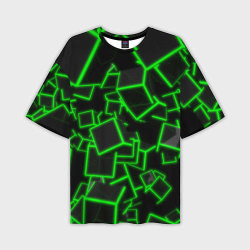 Мужская футболка оверсайз Cyber cube / 3D-принт – фото 1