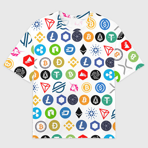 Мужская футболка оверсайз BITCOIN PATTERN БИТКОИН Z / 3D-принт – фото 1