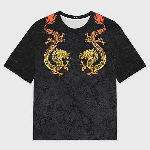 Мужская футболка оверсайз GOLD CHINA DRAGONS / 3D-принт – фото 1