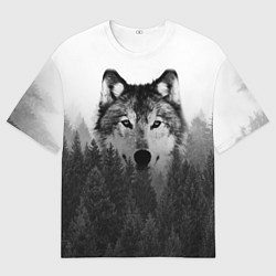 Мужская футболка оверсайз Волк
